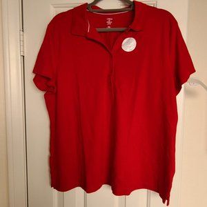 Red XXL Cotton/elastic Women's Polo shirt